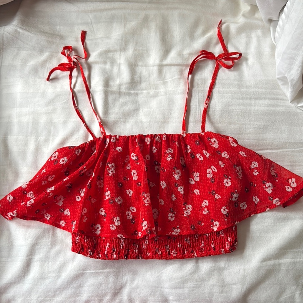 Red Floral Crop Top